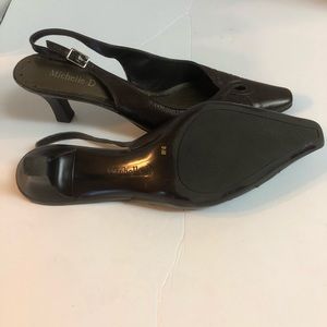 Michelle D metallic leather sling back heels